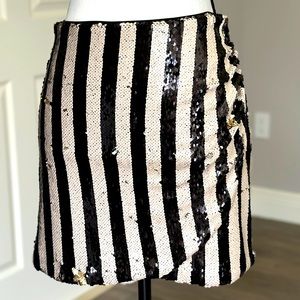 Striped Sequin Mini Skirt